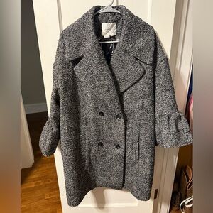 Anthropologie Textured Bell Sleeve Femme Pea Coat Medium